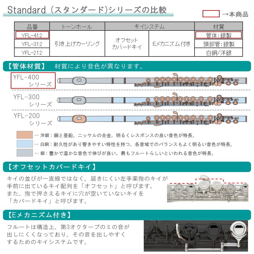 YAMAHA フルート YFL-412 スタンダード 管体 銀製(ヤマハ YAMAHA フルート YFL-412 スタンダード 管体 銀製(ヤマハ