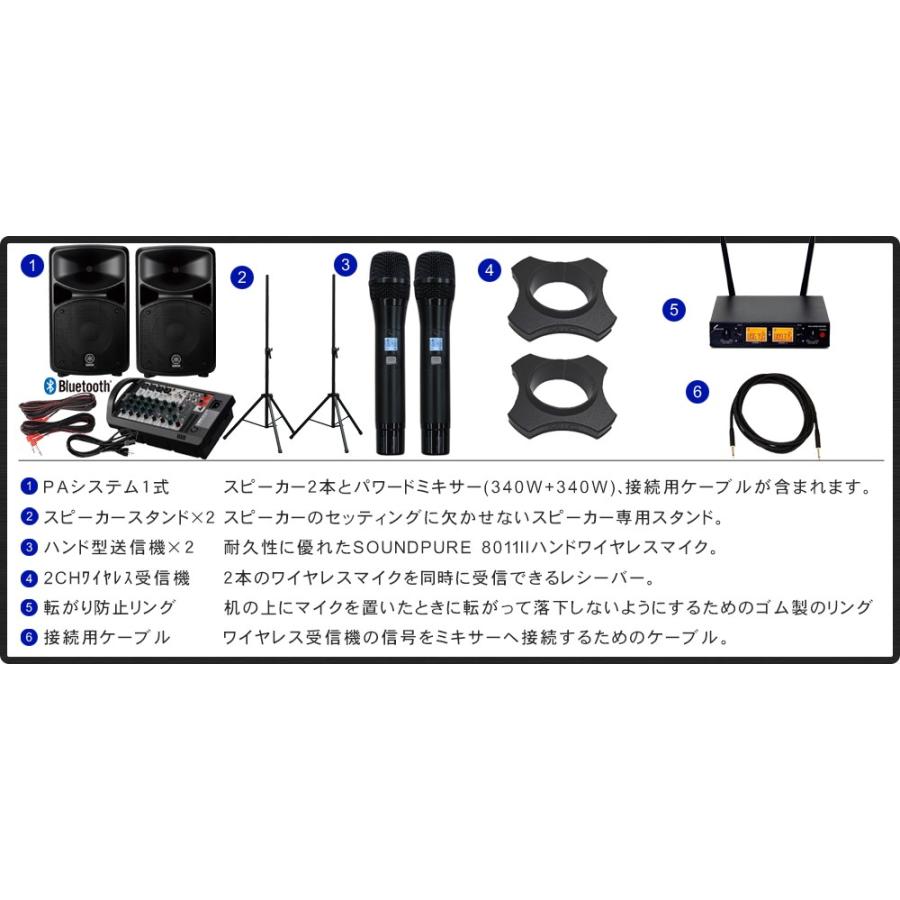 YAMAHA（ヤマハ） YAMAHA STAGEPAS600BT ワイヤレスマイク2本付き 簡易