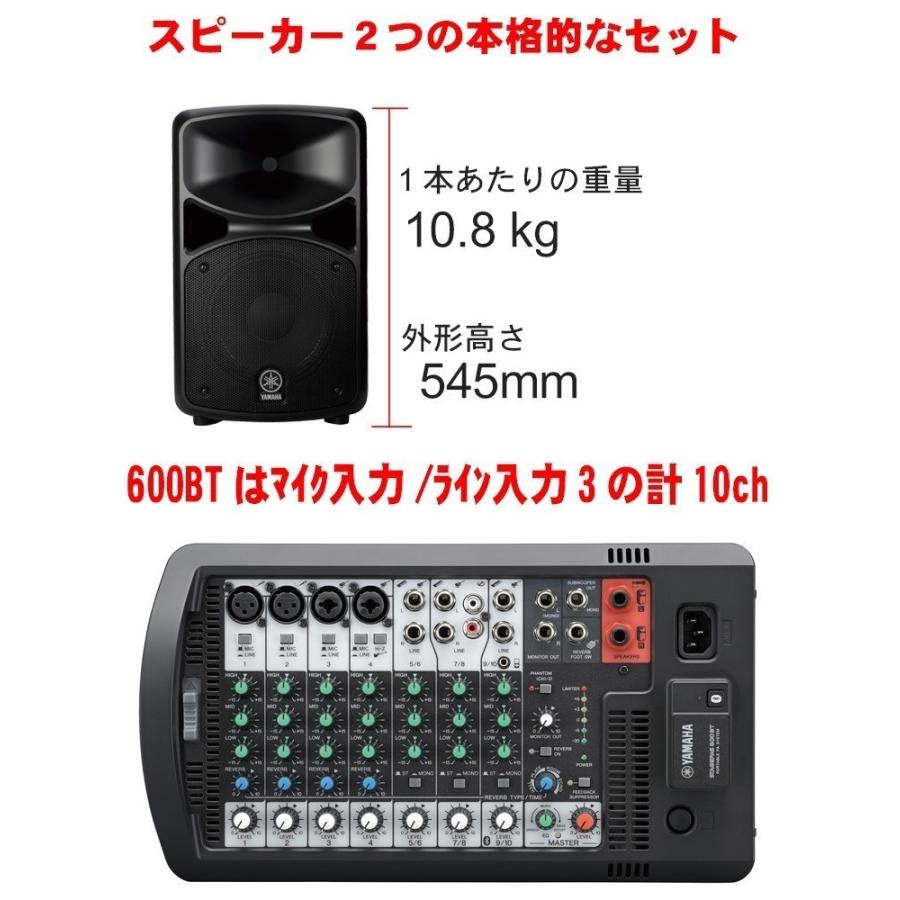 YAMAHA ヤマハ STAGEPAS600BT (保管に便利なプラダンケース＋各種ケース/ハイグレードワイヤレスマイク2本セット) | YAMAHA | 05