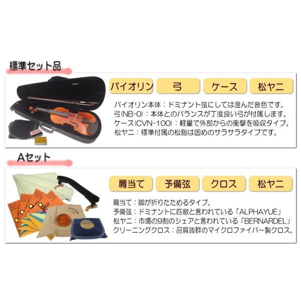 Grazioso GV-1HS 4/4 バイオリン 7点セット「BERNARDEL松脂やTHOMASTIK
