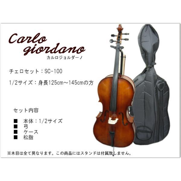 分数チェロ 1/2 カルロジョルダーノ SC-100 2022年製 身長125〜145cm 分数チェロ4点セット□カルロジョルダーノ SC