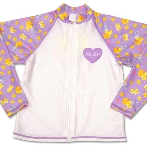 ラッシュガード キッズ 送料無料 女児 子供 長袖 フルジップ Anap Kids アナップ 100 1cm パイン 紫 白 ライフショップmerry 通販 Yahoo ショッピング