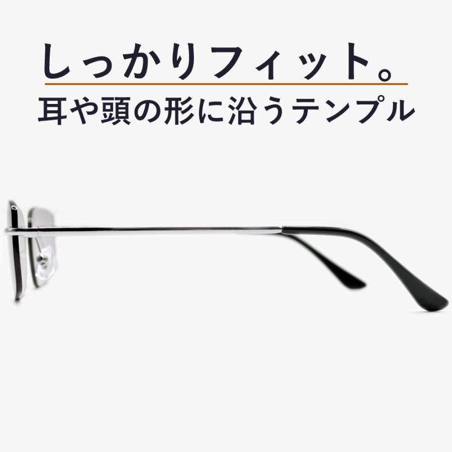 サングラス メンズ レディース UVカット 伊達メガネ ツーポイント 縁なし リムレス オーバル 超軽量 重さ19g 色付き 薄い色 カラーレンズ | MERRY PLEASURE | 11
