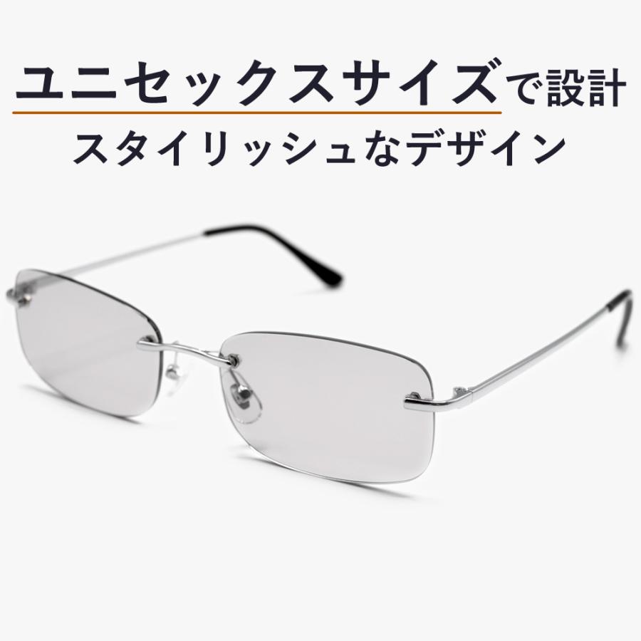 サングラス メンズ レディース UVカット 伊達メガネ ツーポイント 縁なし リムレス オーバル 超軽量 重さ19g 色付き 薄い色 カラーレンズ | MERRY PLEASURE | 12