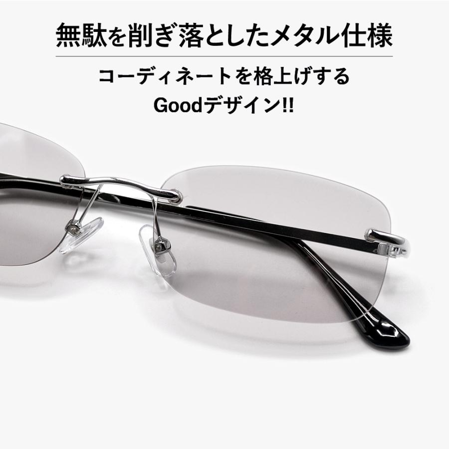 サングラス メンズ レディース UVカット 伊達メガネ ツーポイント 縁なし リムレス オーバル 超軽量 重さ19g 色付き 薄い色 カラーレンズ | MERRY PLEASURE | 13