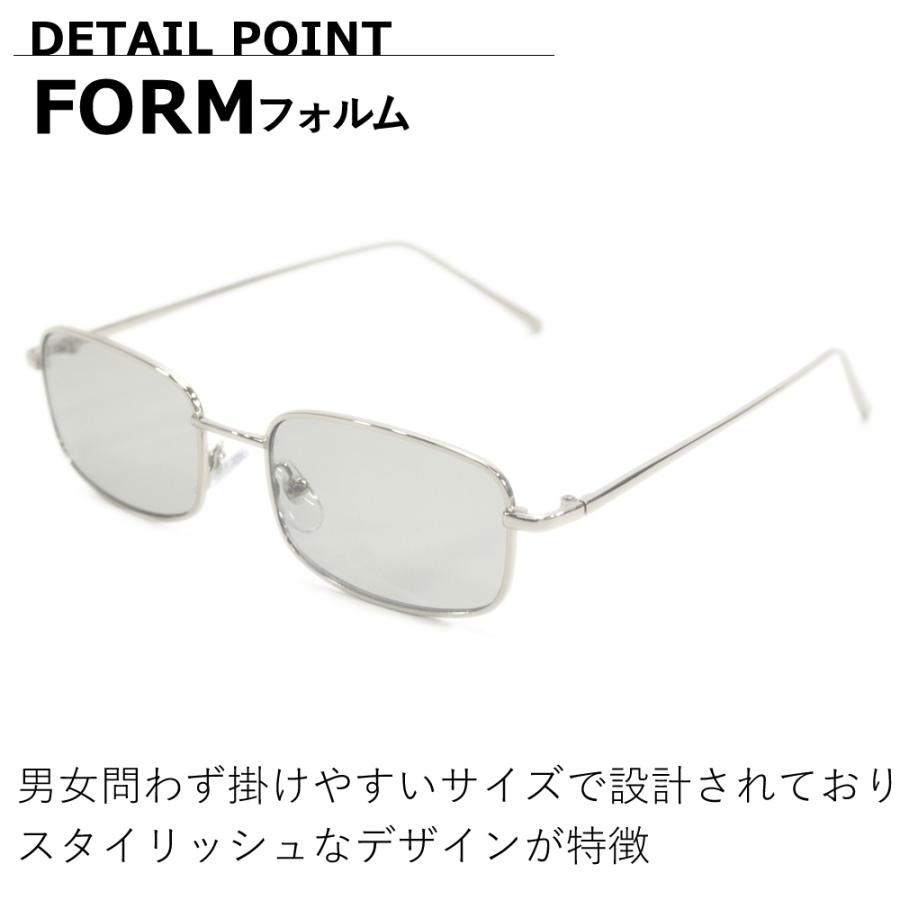 サングラス メンズ レディース UVカット 伊達メガネ スクエア オーバル 細渕メタルフレーム 横長フォルム 樽型シェイプ 色付き 薄い色 カラーレンズ | MERRY PLEASURE | 13