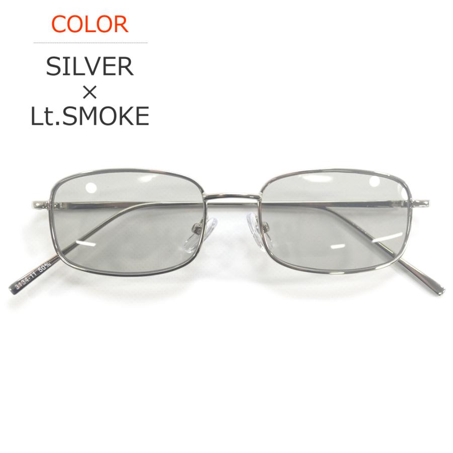 サングラス メンズ レディース UVカット 伊達メガネ スクエア オーバル 細渕メタルフレーム 横長フォルム 樽型シェイプ 色付き 薄い色 カラーレンズ | MERRY PLEASURE | 03