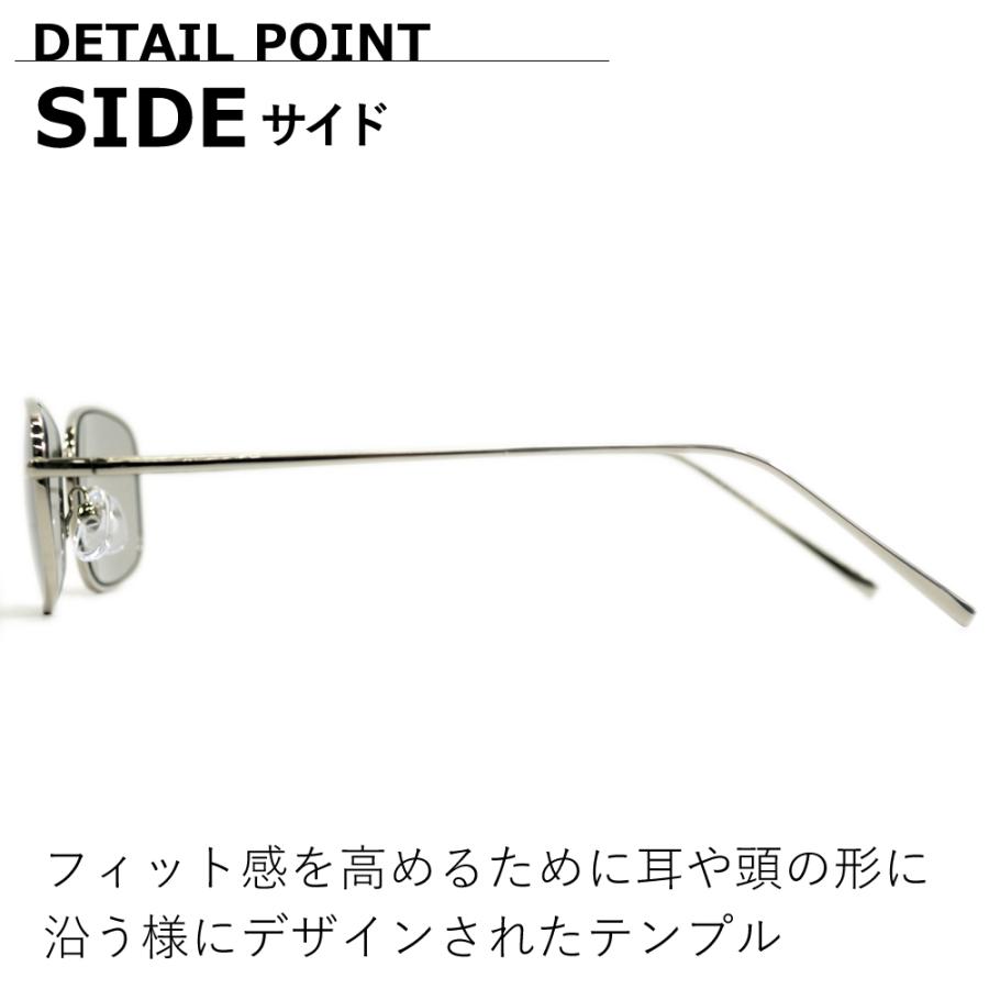 サングラス メンズ レディース UVカット 伊達メガネ スクエア オーバル 細渕メタルフレーム 横長フォルム 樽型シェイプ 色付き 薄い色 カラーレンズ | MERRY PLEASURE | 12