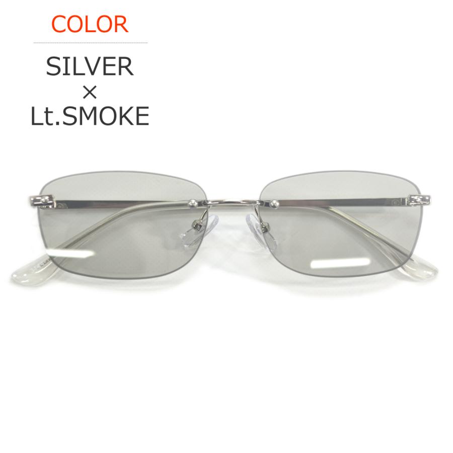 サングラス メンズ レディース UVカット 伊達メガネ ツーポイント 縁なし リムレス オーバル 超軽量 重さ18g 色付き 薄い色 カラーレンズ | MERRY PLEASURE | 03