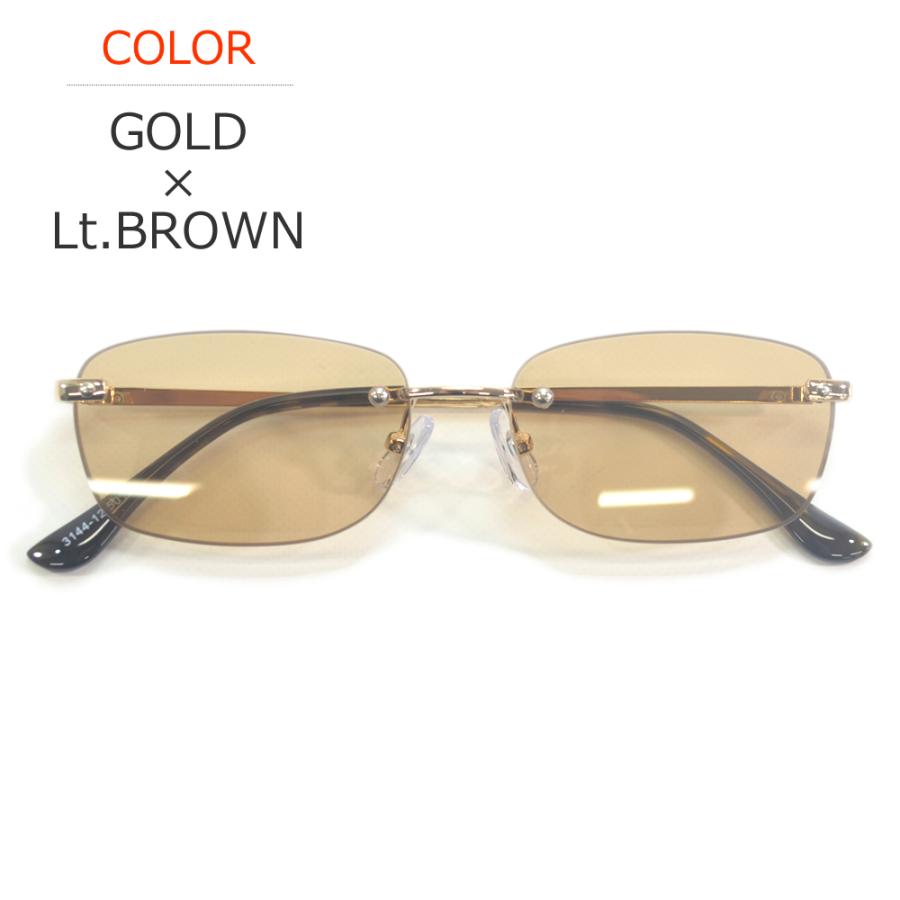 サングラス メンズ レディース UVカット 伊達メガネ ツーポイント 縁なし リムレス オーバル 超軽量 重さ18g 色付き 薄い色 カラーレンズ | MERRY PLEASURE | 04