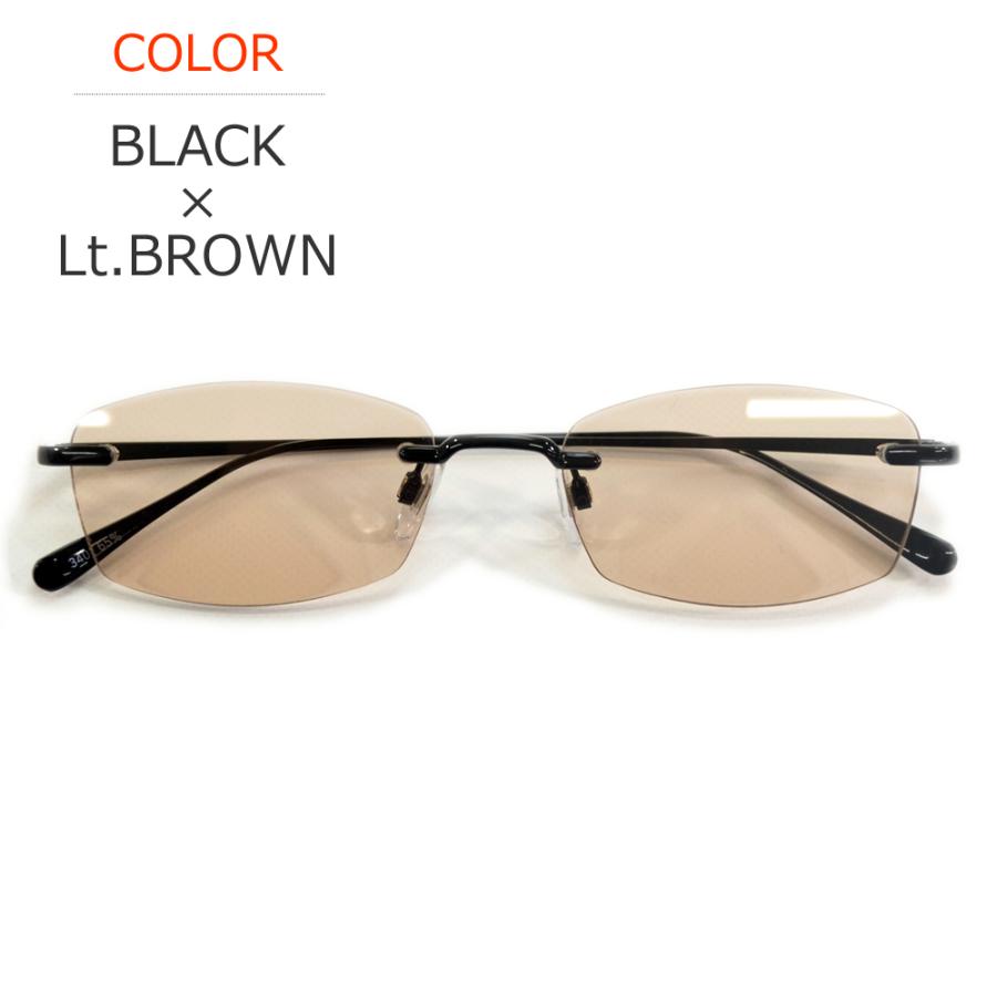 サングラス メンズ レディース UVカット 伊達メガネ ツーポイント 縁なし リムレス オーバル 超軽量 重さ18g 色付き 薄い色 カラーレンズ | MERRY PLEASURE | 02