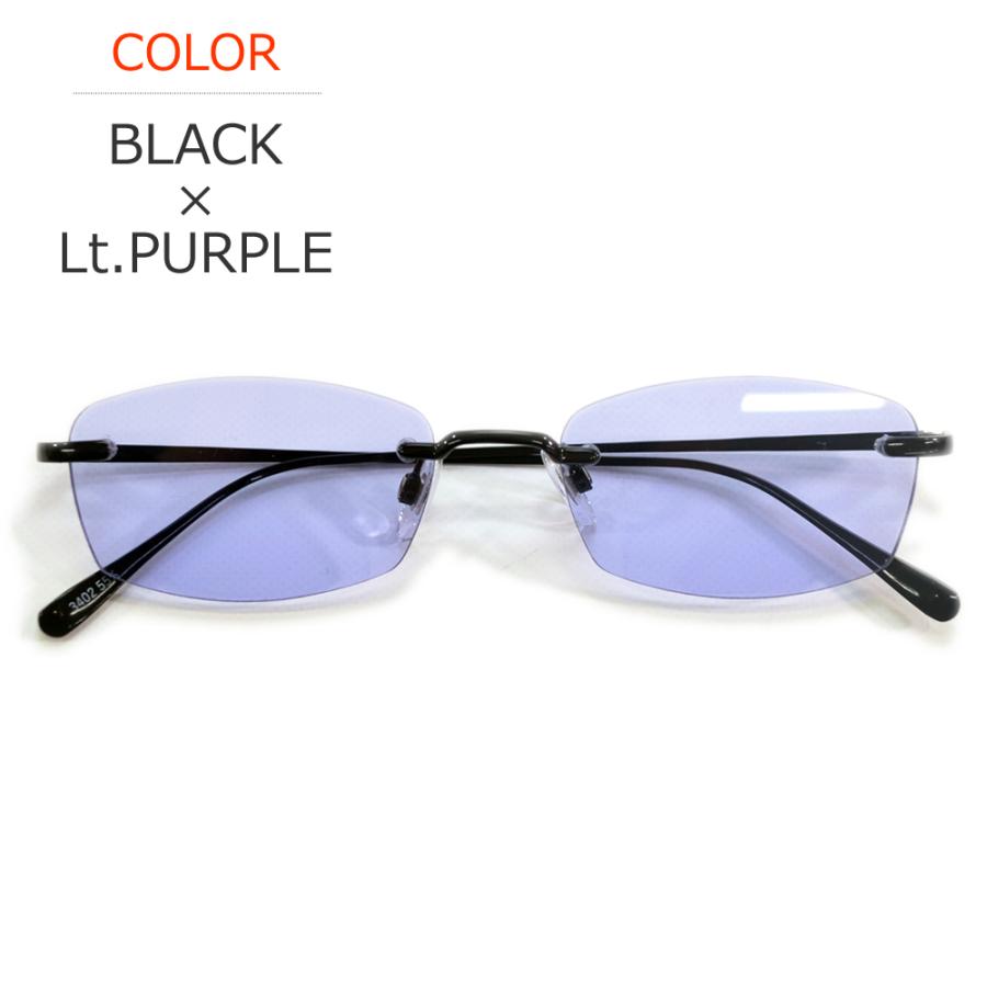 サングラス メンズ レディース UVカット 伊達メガネ ツーポイント 縁なし リムレス オーバル 超軽量 重さ18g 色付き 薄い色 カラーレンズ | MERRY PLEASURE | 03