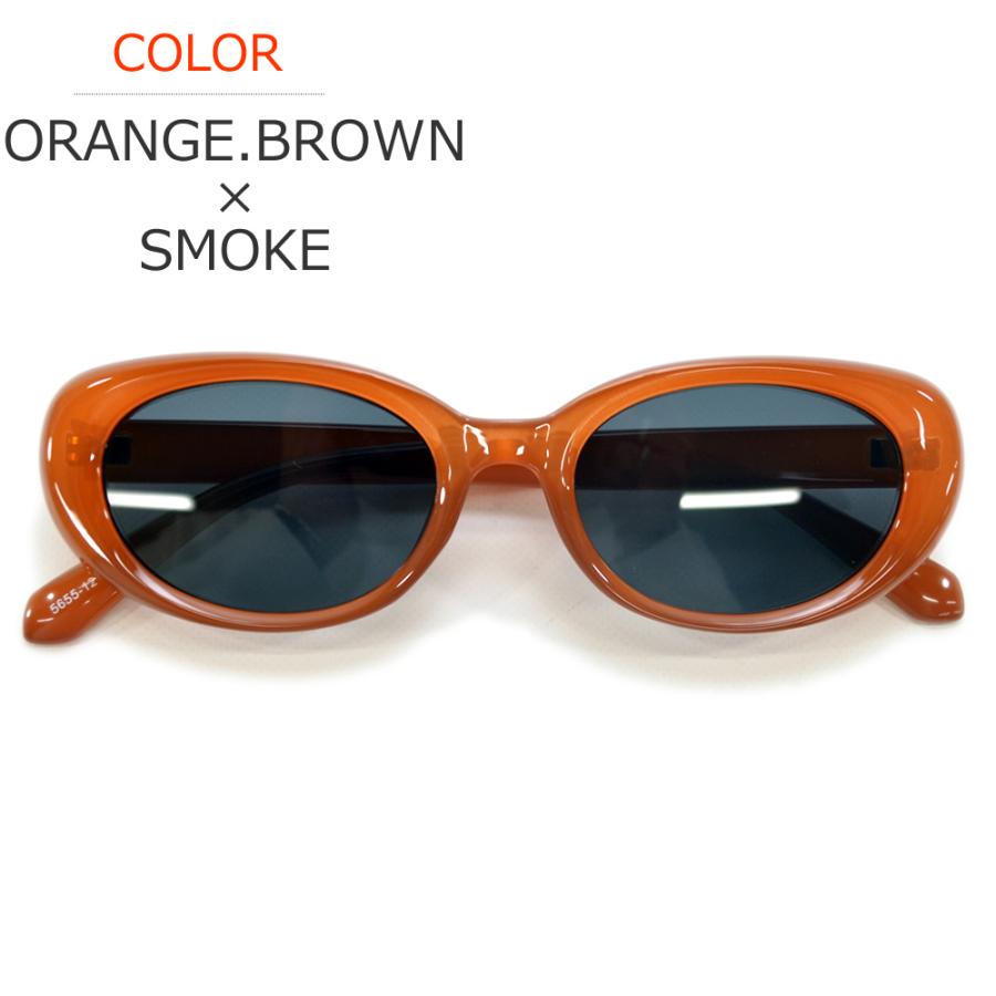 サングラス 伊達メガネ メンズ レディース UVカット オーバル ブラック ブラウン オレンジ スモーク 全3色 | MERRY PLEASURE | 03