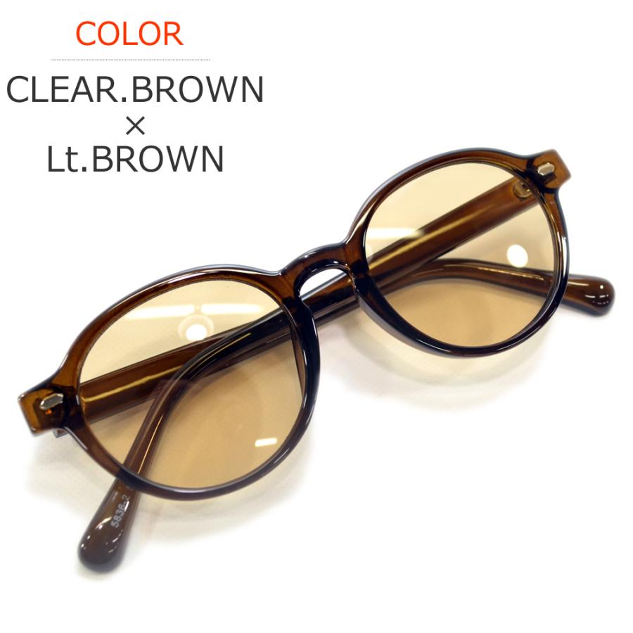 サングラス メンズ レディース UVカット 伊達メガネ 丸メガネ ボストン 色付き 薄い色 カラーレンズ | MERRY PLEASURE | 06