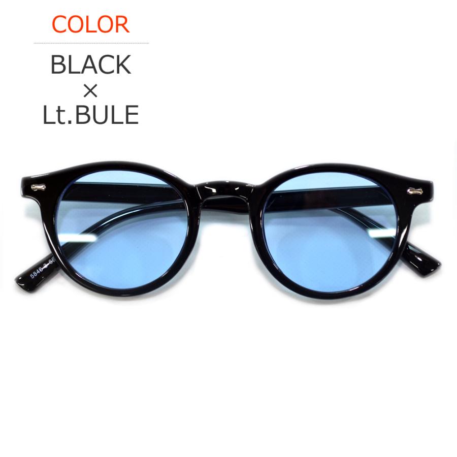 サングラス メンズ レディース UVカット 伊達メガネ 丸メガネ ボストン 色付き 薄い色 カラーレンズ | MERRY PLEASURE | 03
