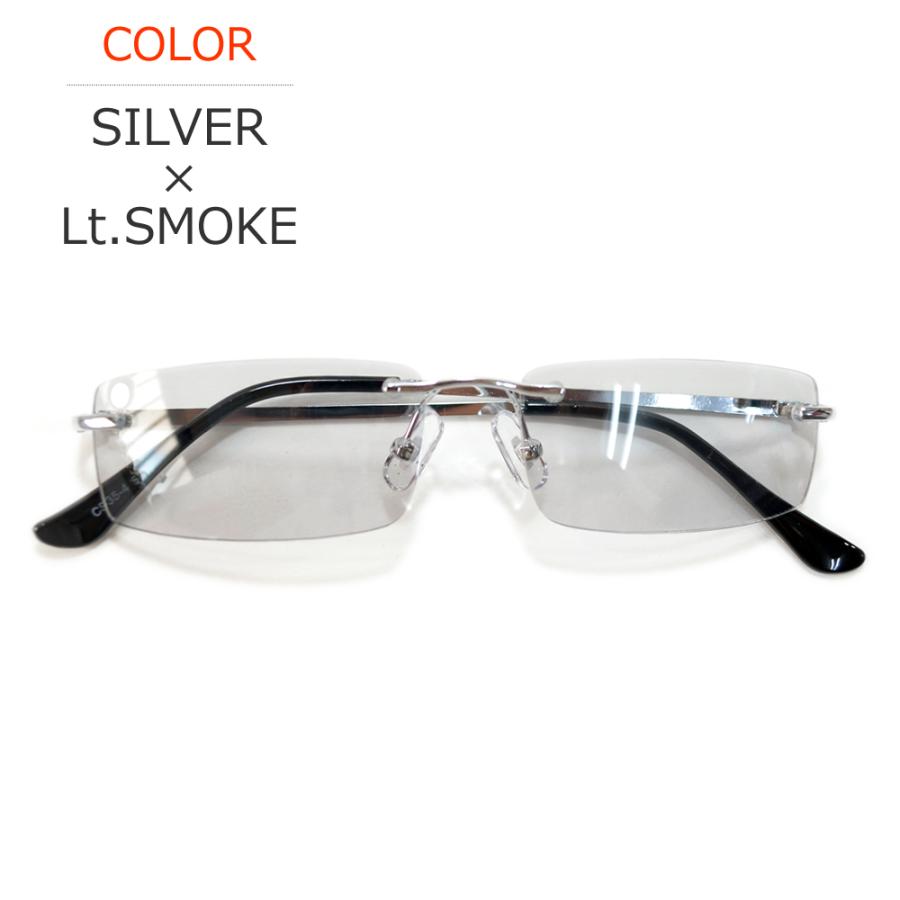 レンズ無料 ブルーカット 縁なし ツーポイント スクエア チタン グレー 新品 メガネ 度付 Calletter Eyewear 白 ふちなし ツーポイント