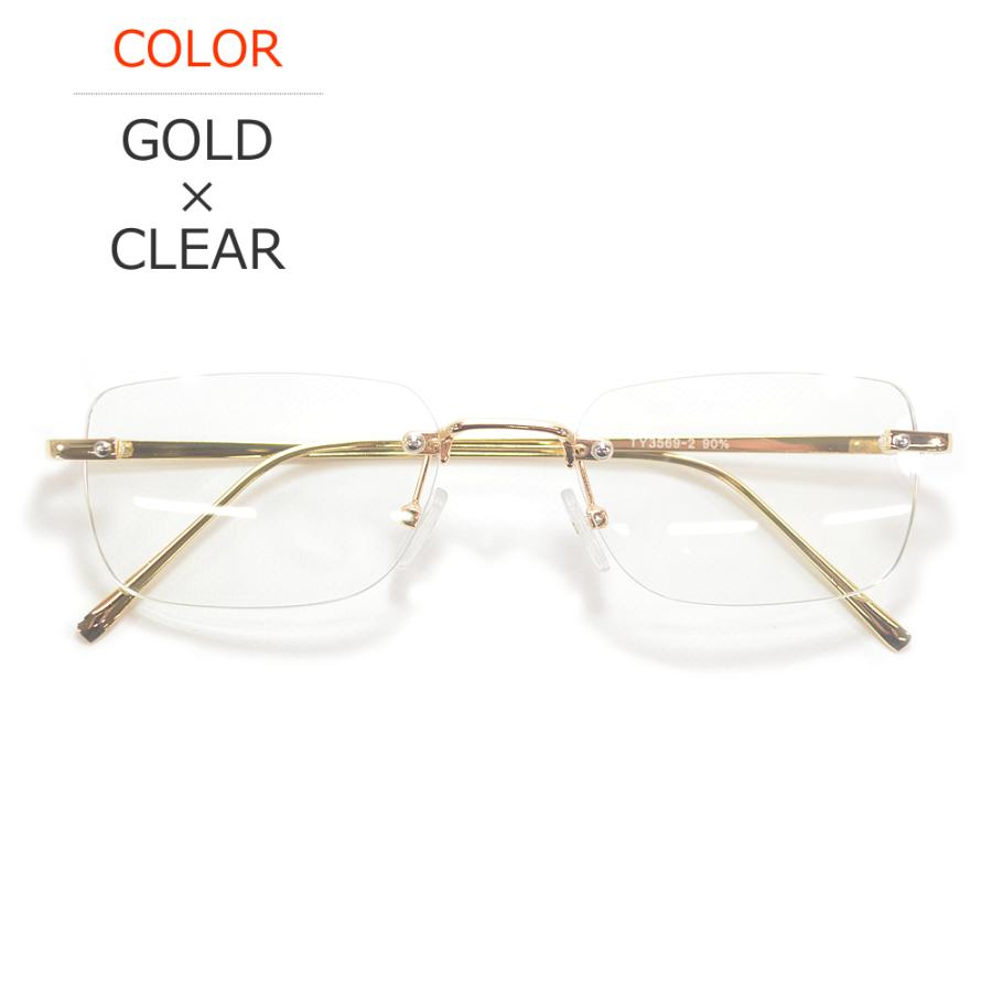 サングラス メンズ レディース UVカット  伊達メガネ ツーポイント 縁なし リムレス スクエア クリアー 透明レンズ | MERRY PLEASURE | 06