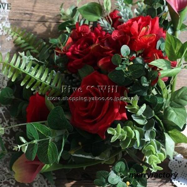 ◆ウエディングブーケ 結婚式 ローズ 造花 ウェディング用 アレンジメント 花嫁 披露宴 安い 手作り キット ブライダルブーケ ジュエリー 