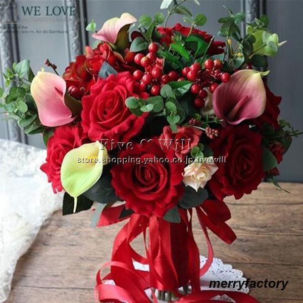 「超メルカリ市」 ◆ウエディングブーケ 結婚式 ローズ 造花 ウェディング用 アレンジメント 花嫁 披露宴 安い 手作り キット ブライダルブーケ ジュエリー 【U2248313756】(12324円)