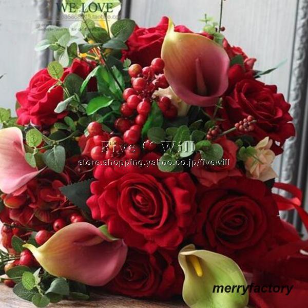 「超メルカリ市」 ◆ウエディングブーケ 結婚式 ローズ 造花 ウェディング用 アレンジメント 花嫁 披露宴 安い 手作り キット ブライダルブーケ ジュエリー 【U2248313756】(12324円)