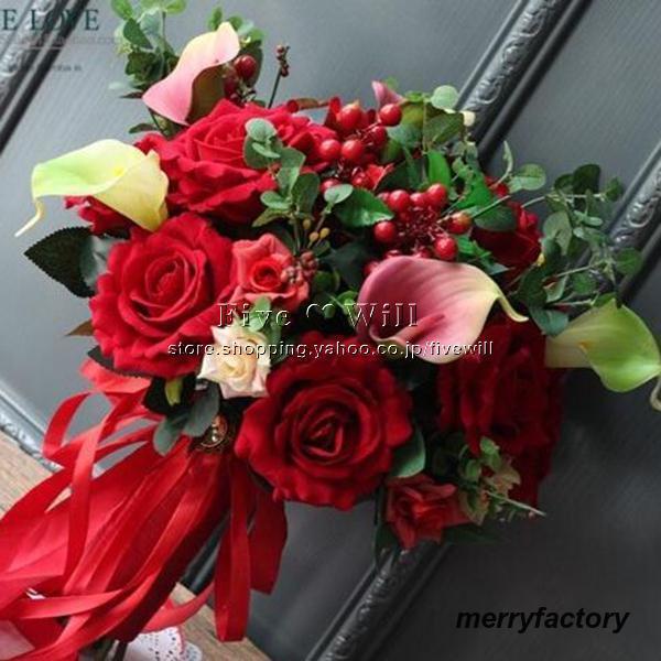 「超メルカリ市」 ◆ウエディングブーケ 結婚式 ローズ 造花 ウェディング用 アレンジメント 花嫁 披露宴 安い 手作り キット ブライダルブーケ ジュエリー 【U2248313756】(12324円)