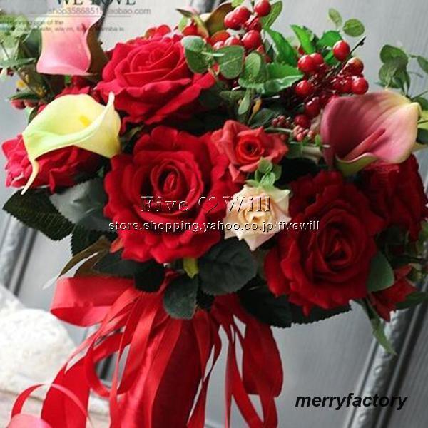 ◆ウエディングブーケ 結婚式 ローズ 造花 ウェディング用 アレンジメント 花嫁 披露宴 安い 手作り キット ブライダルブーケ ジュエリー 