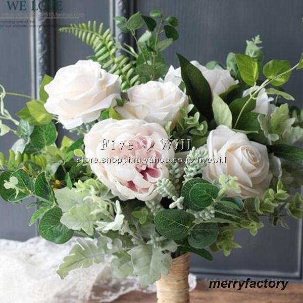 ◆ウエディングブーケ 結婚式 ローズ 造花 ウェディング用 アレンジメント 花嫁 披露宴 安い 手作り キット ブライダルブーケ ジュエリー 