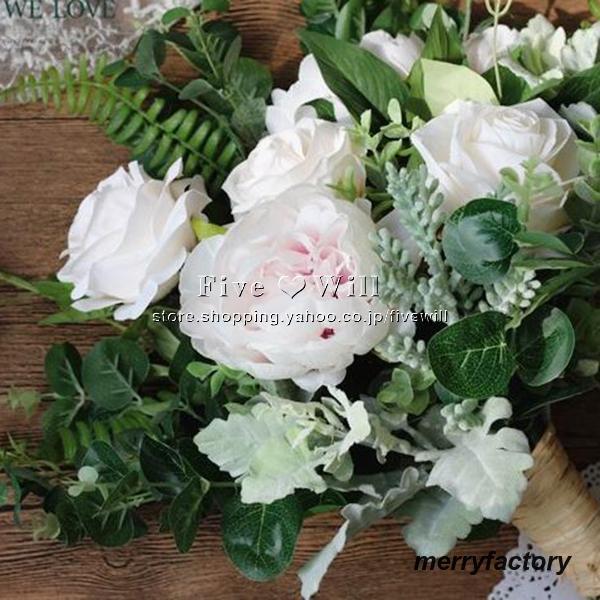 ◆ウエディングブーケ 結婚式 ローズ 造花 ウェディング用 アレンジメント 花嫁 披露宴 安い 手作り キット ブライダルブーケ ジュエリー 