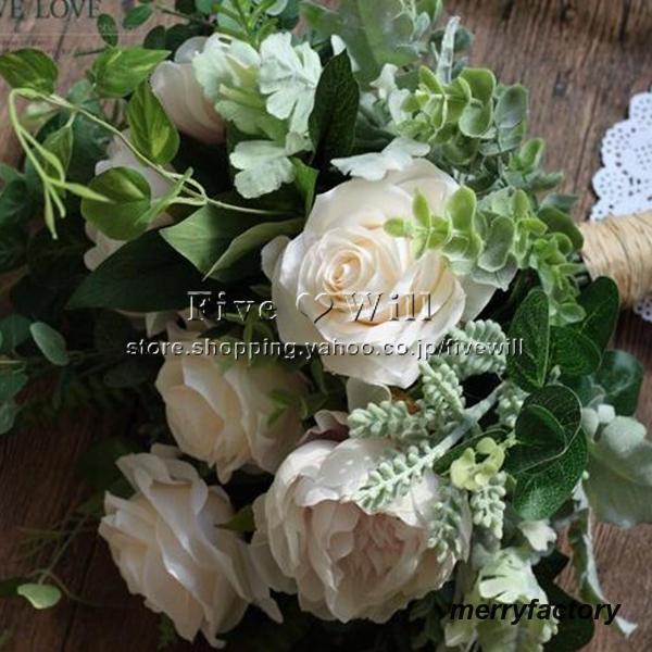 ◆ウエディングブーケ 結婚式 ローズ 造花 ウェディング用 アレンジメント 花嫁 披露宴 安い 手作り キット ブライダルブーケ ジュエリー 