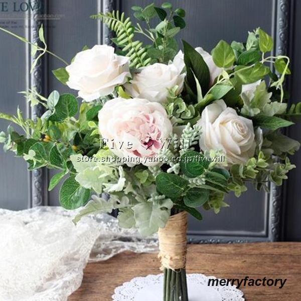 ◆ウエディングブーケ 結婚式 ローズ 造花 ウェディング用 アレンジメント 花嫁 披露宴 安い 手作り キット ブライダルブーケ ジュエリー 