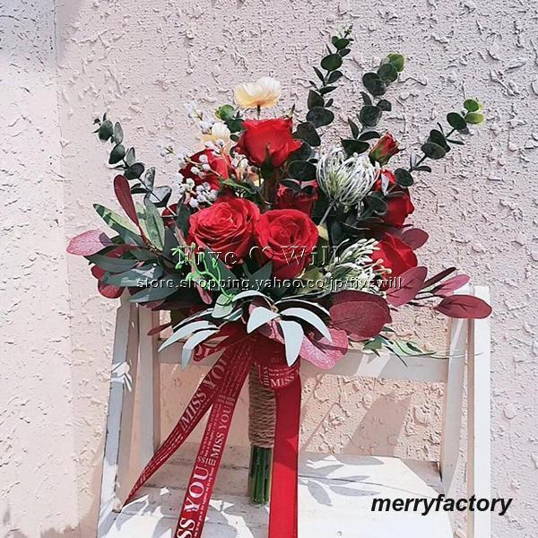 ◆ウエディングブーケ 結婚式 ローズ 造花 ウェディング用 アレンジメント 花嫁 披露宴 安い 手作り キット ブライダルブーケ ジュエリー 