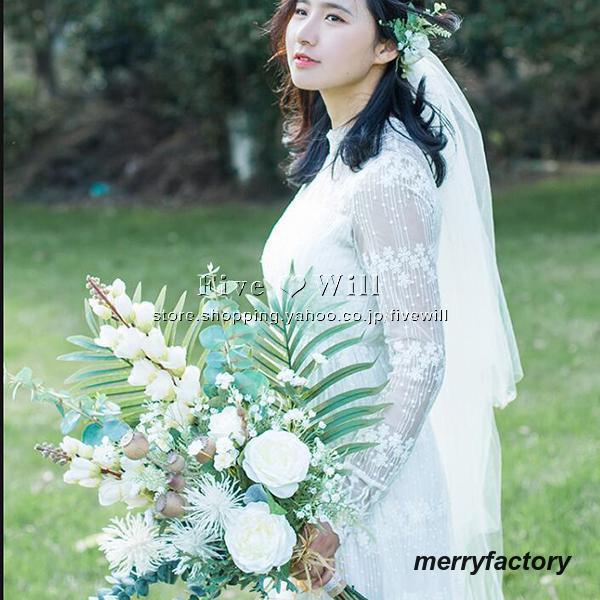 ◆ウエディングブーケ 結婚式 ローズ 造花 ウェディング用 アレンジメント 花嫁 披露宴 安い 手作り キット ブライダルブーケ ジュエリー 