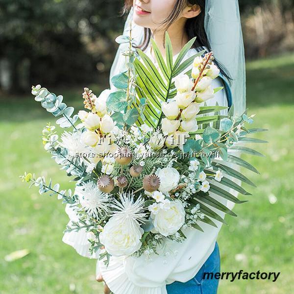 ◆ウエディングブーケ 結婚式 ローズ 造花 ウェディング用 アレンジメント 花嫁 披露宴 安い 手作り キット ブライダルブーケ ジュエリー 