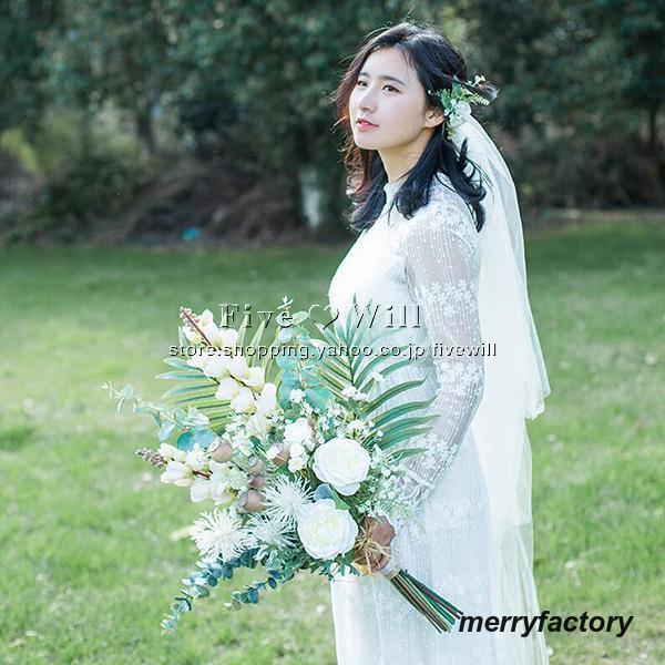 ◆ウエディングブーケ 結婚式 ローズ 造花 ウェディング用 アレンジメント 花嫁 披露宴 安い 手作り キット ブライダルブーケ ジュエリー 