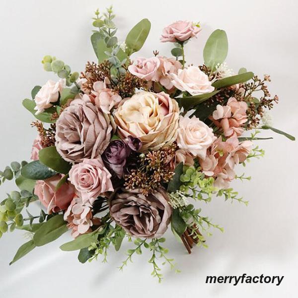 ◆ウエディングブーケ 結婚式 ローズ 造花 ウェディング用 アレンジメント 花嫁 披露宴 安い 手作り キット ブライダルブーケ ジュエリー 