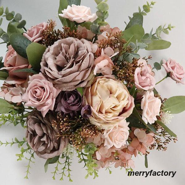 ◆ウエディングブーケ 結婚式 ローズ 造花 ウェディング用 アレンジメント 花嫁 披露宴 安い 手作り キット ブライダルブーケ ジュエリー 