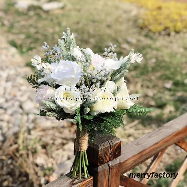 ◆ウエディングブーケ 結婚式 ローズ 造花 ウェディング用 アレンジメント 花嫁 披露宴 安い 手作り キット ブライダルブーケ ジュエリー 