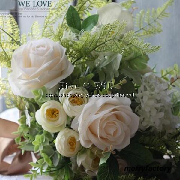◆ウエディングブーケ 結婚式 ローズ 造花 ウェディング用 アレンジメント 花嫁 披露宴 安い 手作り キット ブライダルブーケ ジュエリー 