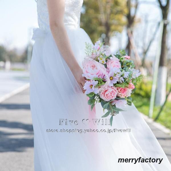 ◆ウエディングブーケ 結婚式 ローズ 造花 ウェディング用 アレンジメント 花嫁 披露宴 安い 手作り キット ブライダルブーケ ジュエリー 