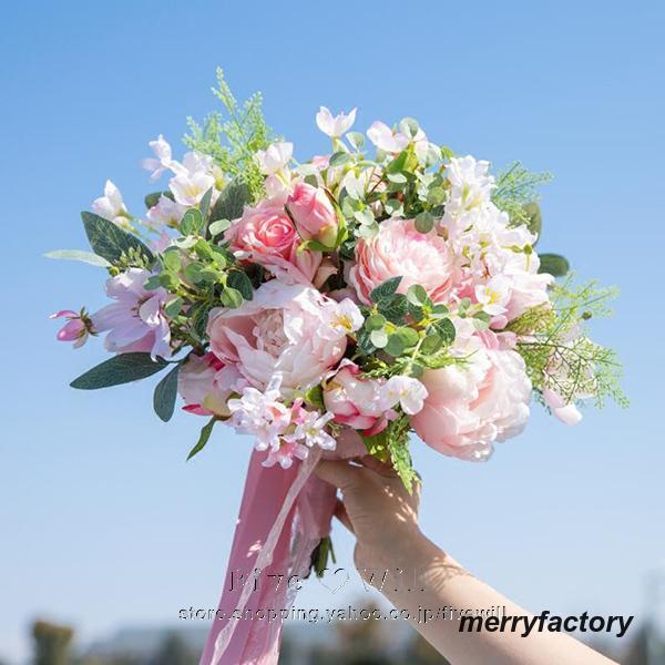 ◆ウエディングブーケ 結婚式 ローズ 造花 ウェディング用 アレンジメント 花嫁 披露宴 安い 手作り キット ブライダルブーケ ジュエリー 