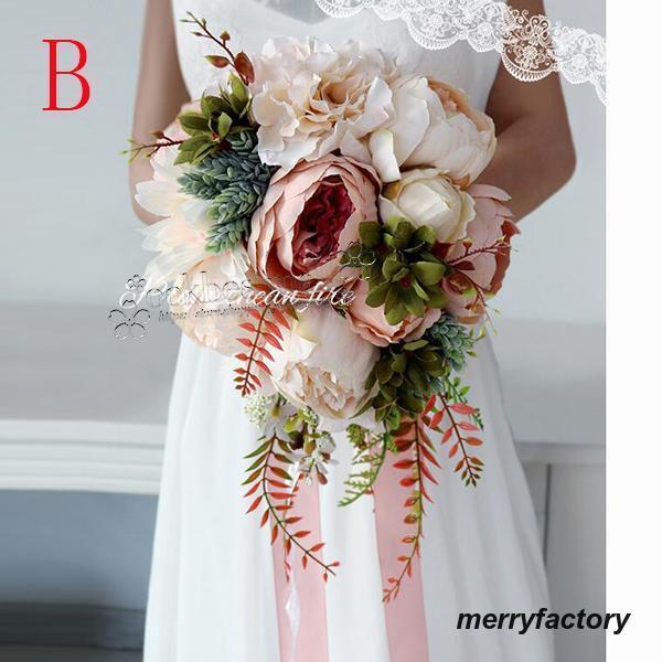 ◆ウエディングブーケ 結婚式 ローズ 造花 ウェディング用 アレンジメント 花嫁 披露宴 安い 手作り キット ブライダルブーケ ジュエリー 