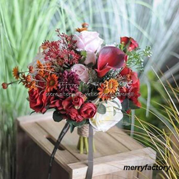 ◆ウエディングブーケ 結婚式 ローズ 造花 ウェディング用 アレンジメント 花嫁 披露宴 安い 手作り キット ブライダルブーケ ジュエリー 