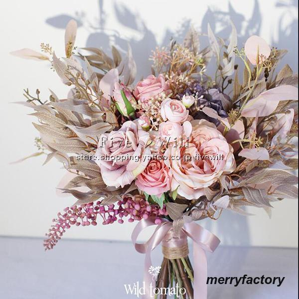 ◆ウエディングブーケ 結婚式 ローズ 造花 ウェディング用 アレンジメント 花嫁 披露宴 安い 手作り キット ブライダルブーケ ジュエリー 