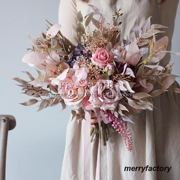 ◆ウエディングブーケ 結婚式 ローズ 造花 ウェディング用 アレンジメント 花嫁 披露宴 安い 手作り キット ブライダルブーケ ジュエリー 