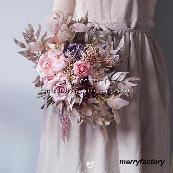 ◆ウエディングブーケ 結婚式 ローズ 造花 ウェディング用 アレンジメント 花嫁 披露宴 安い 手作り キット ブライダルブーケ ジュエリー 