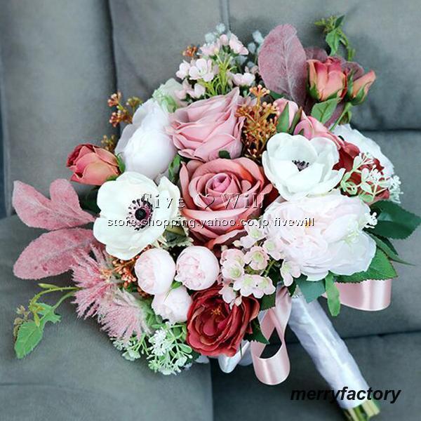 ◆ウエディングブーケ 結婚式 ローズ 造花 ウェディング用 アレンジメント 花嫁 披露宴 安い 手作り キット ブライダルブーケ ジュエリー 