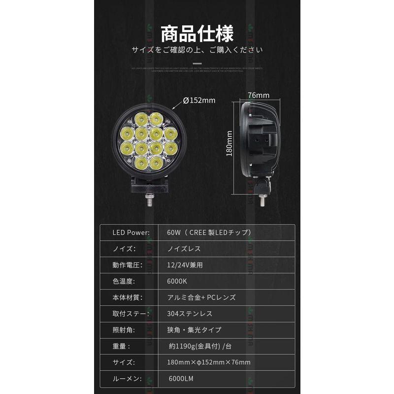 LED作業灯 3台セット 集光 狭角 スポット 24V 12V 対応 LEDワークライト LED 作業灯 車 軽トラ トラック 重機 荷台灯 - 3