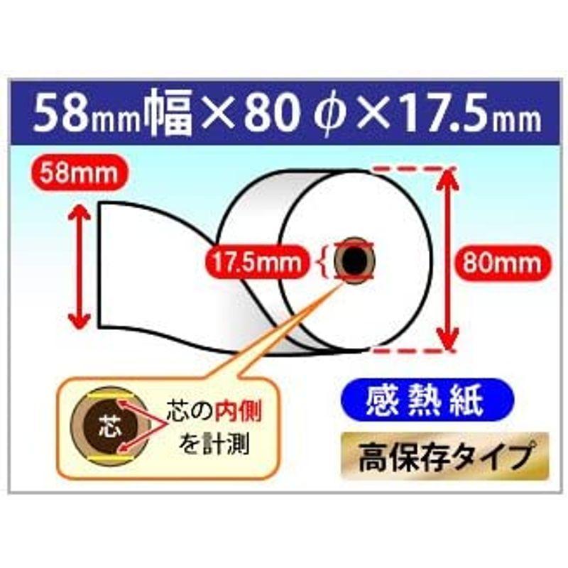 レジロール紙　mita　58R-80TR-HC　80巻パック　汎用　(58R-80TRHC)　感熱レジロール紙　高保存タイプ　対応　東芝テック用