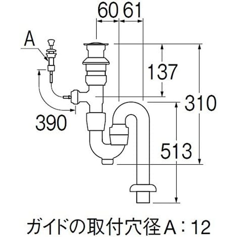 排水栓　SANEI　洗面排水栓付Sトラップ　オーバーフロー　パイプ径38mm　ポップアップ用　H7722-38