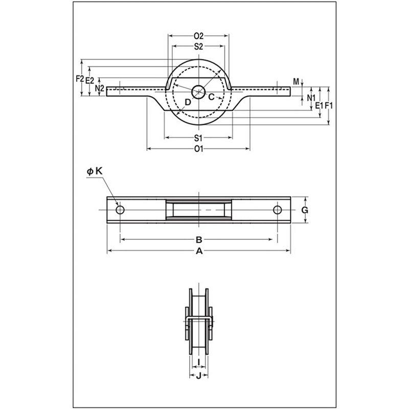 ヨコヅナ　SW間仕切用戸車　ステンレス枠　SPS-0001　溝　50　ベアリング入ステンレス車　×4入